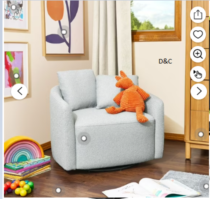 Beautiful Drew Kids Accent Chair by Drew Barrymore, Cornflower Bouclé Fabric