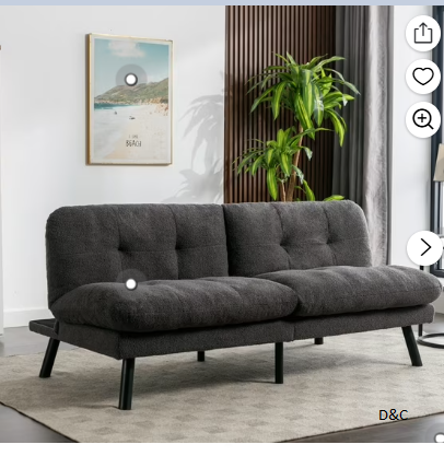 Mainstays Camden Cozy Futon, Charcoal Boucle Fabric, 72″