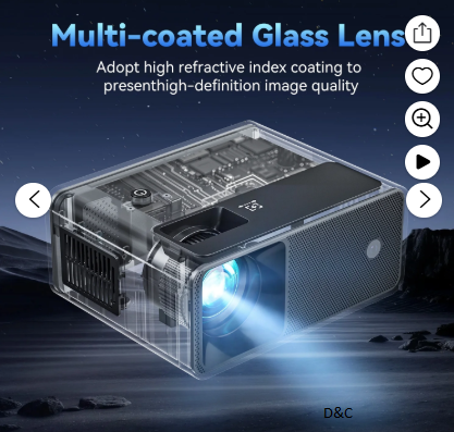 Mini Projector 1080P Portable Projector Compatible with iPhone/Android/PS4/Laptop/TV Stick, Built-in Hi-Fi Speaker