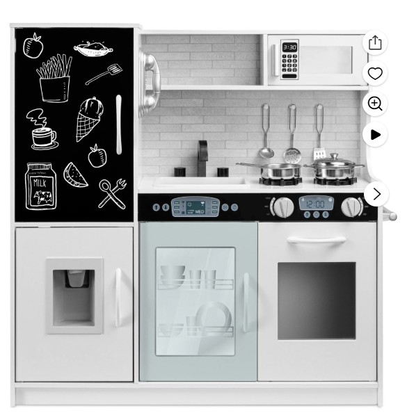 Best Choice Products Pretend Play Kitchen Wooden Toy Set for Kids w/ Telephone, Utensils, Oven, Microwave – White