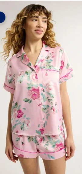 Joyspun Women’s and Women’s Plus Bridal Satin Shortie Pajama Set, Sizes XS to 3X