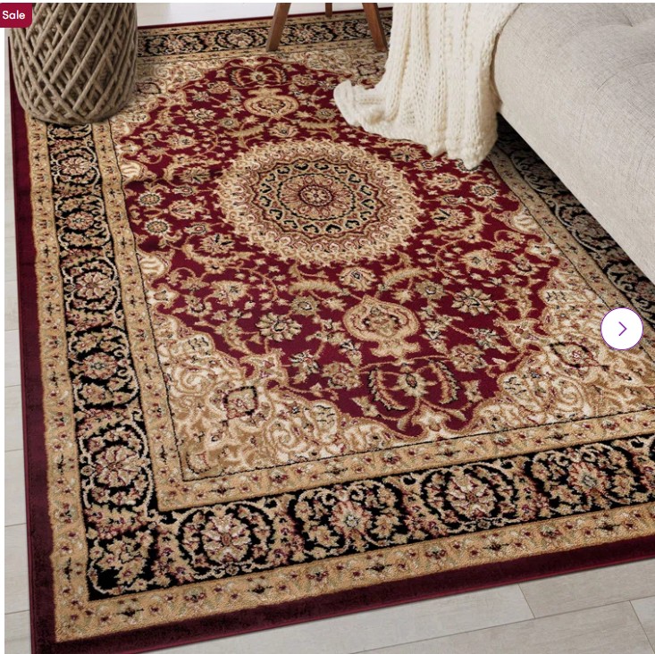 Shiflett Oriental Burgundy/Mustard/Black Area Rug