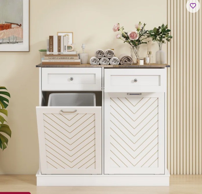 Alsfeld Manufactured Wood Manual Lift Tilt Out Trash Can – 10 Gallons