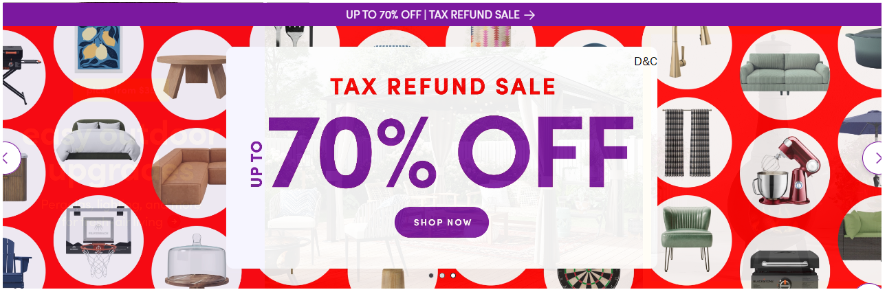 WAYFAIR TAX REFUND SALE