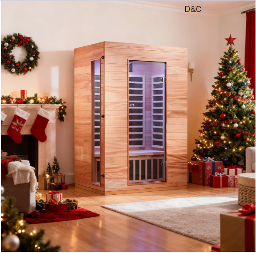 【Limited New Year Deal】Hongyuan 1 Single Person Indoor Sauna Room with LED Light Bluetooth Low EMF FAR Infrared Sauna In Okoume & Hemlock Wood