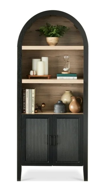 Best Choice Products 72in Tall Arched 5-Tier Bookshelf Storage Cabinet w/ Adjustable Shelves – Black Oak