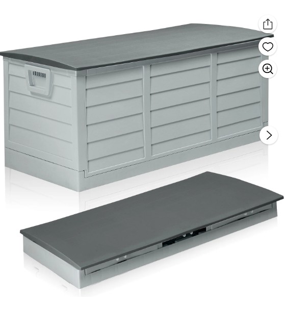 Ktaxon Collapsible 75gal Outdoor Garden Plastic Storage Deck Box Easy Set Up,Space Saving,New Generation of Upgraded Storage Container,Gray
