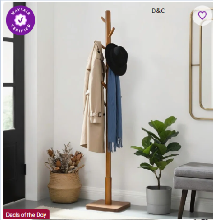 Solid Wood Freestanding 7 – Hook Coat Rack, 3 Height Options