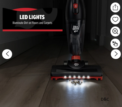 Dirt Devil 3-in-1 Lightweight Corded Stick Vacuum Cleaner and Handheld with LED Lights, Multi-Surface Cleaning, Model EV1426CS