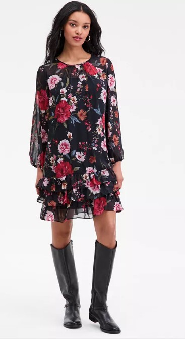 Women’s Long-Sleeve Ruffled Tiered Dress