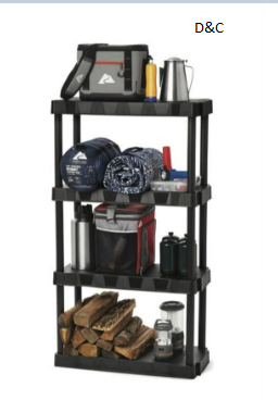 Hyper Tough Black Plastic 4-Tier Shelving Unit, 280 lb Capacity, 56.2x30x13.8 Inches
