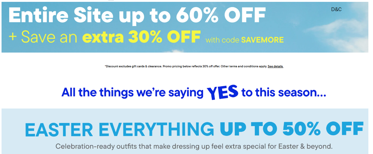 The Children’s PlaceEntire site up to 60% off + save an extra 30% off