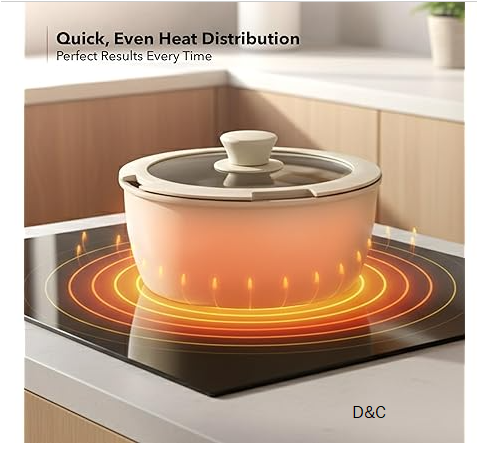 OVENTE 5Pcs Ceramic Pots and Pans Set Non Stick