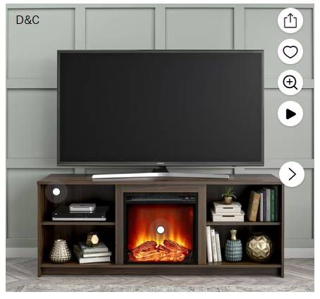 Mainstays Fireplace TV Stand for TVs up to 65″, Walnut