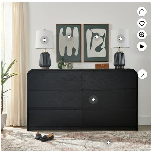 Better Homes & Gardens Juliet 6 Drawer Dresser, 64″ Wide, Black