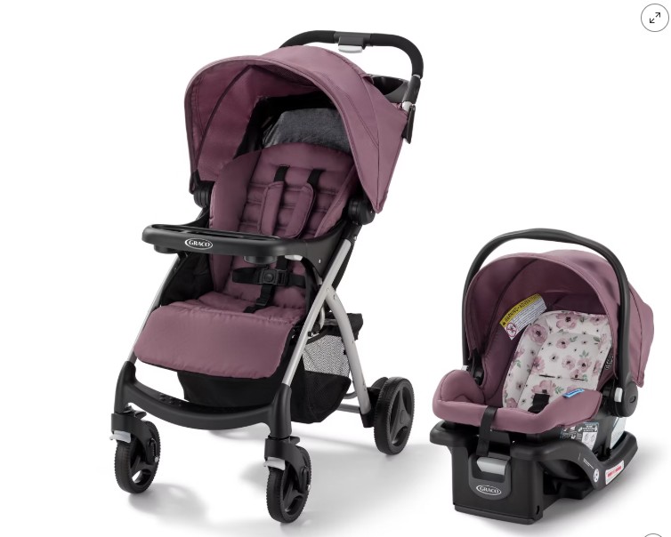 Graco Verb Click Connect Travel System with SnugRide Infant Car Seat – Pink/Black
