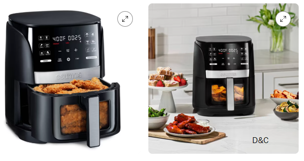 Gourmia 6qt Digital Window Air Fryer with 12 Presets & Guided Cooking Black: Stainless Steel, 1-Year Warranty