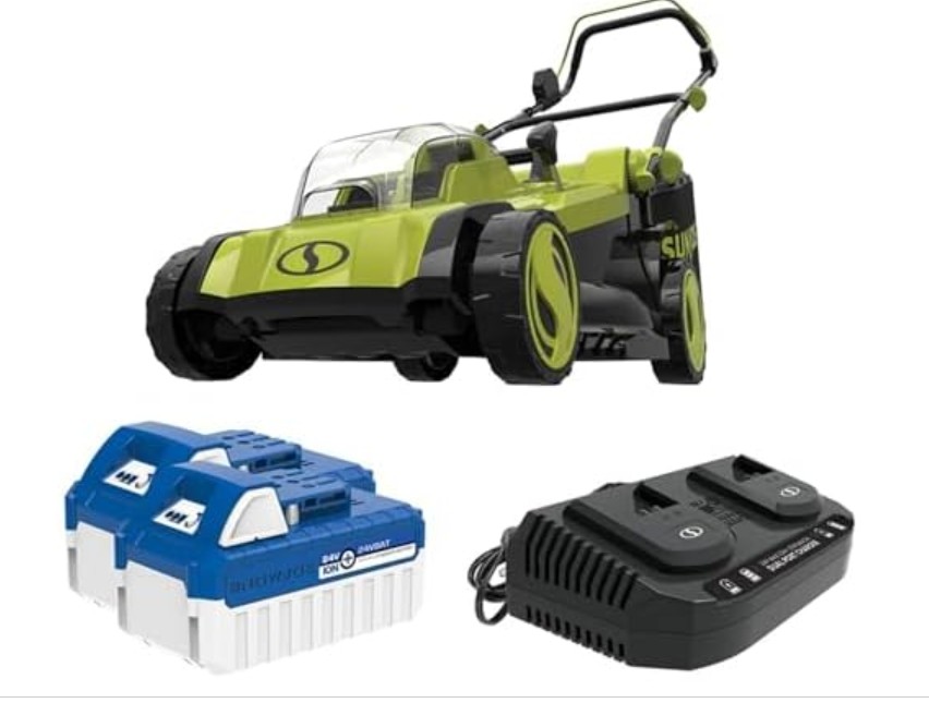 Sun Joe 24 Volt 17 Inch Mulching Walk Behind Lawn Mower with 11 Gallon Grass Catcher, 6 Position Height Adjustment, Battery and Charger, 24V-X2-17LM