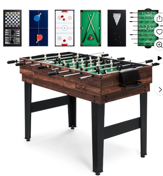 Best Choice Products 2x4ft 10-in-1 Combo Game Table Set w/ Hockey, Foosball, Pool, Shuffleboard, Ping Pong – Walnut