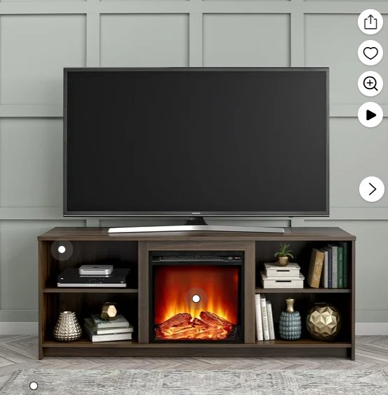 Mainstays Fireplace TV Stand for TVs up to 65″, Walnut
