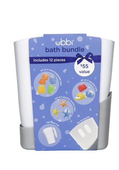 Ubbi Baby Bath Toy and Drying Bin Set, Baby and Toddler Bath Toy Set, Unisex