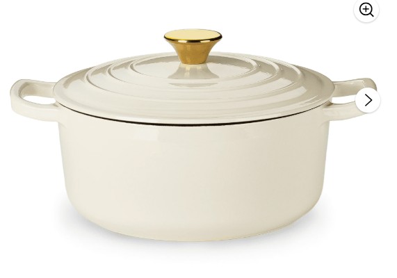 Carote 4.5QT Enamel Cast Iron Dutch Oven, 9.5 Inch Round Soup Pot with Lid, Induction Compatible, White