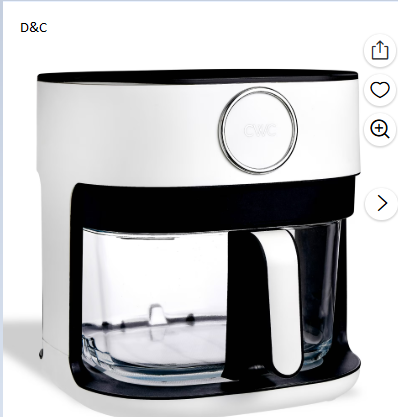 Cook With Color Air Fryer, 5.5Qt Glass Air Fryer, 1400W, 8 Presets, White