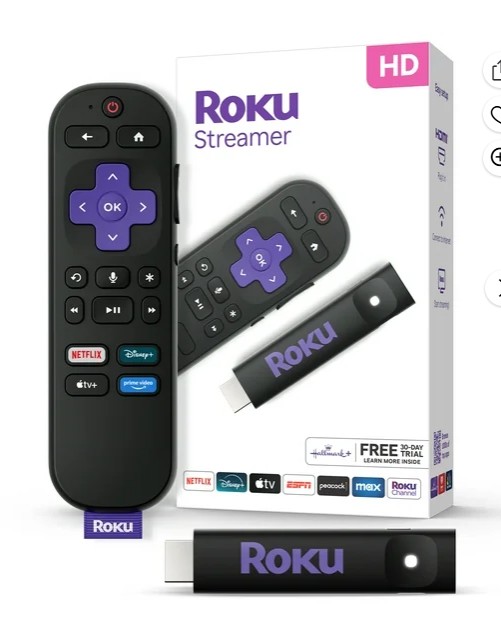 Roku Streamer 2025 – HD Roku Streaming Device for TV with Voice Remote – Free & Live TV