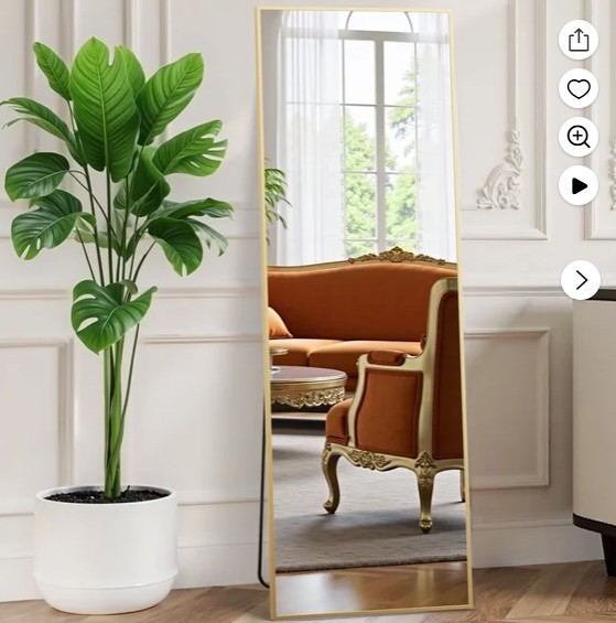 EDX Full Length Mirror 59″x16″ Full Body Mirror Rectangle Free Standing Wall Mounted Leaning Hanging Full body Mirrors, Gold