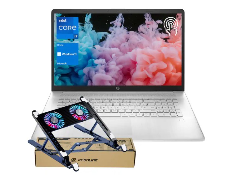 HP – 17.3” Touchscreen Laptop – Intel Core i7-1335U – 64GB RAM – 2TB SSD – FP Reader & Backlit KB – With PCO Laptop Cooler – Silver