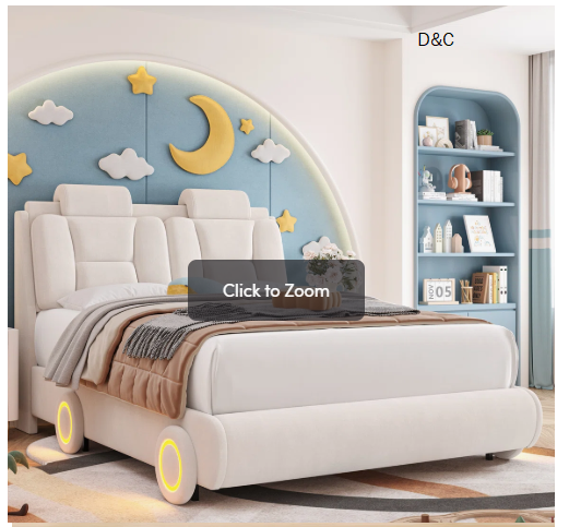 Upholstered Kid Bed with LED Light