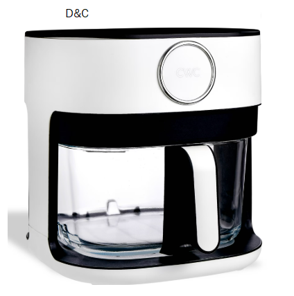 Cook With Color Air Fryer, 5.5Qt Glass Air Fryer, 1400W, 8 Presets, White