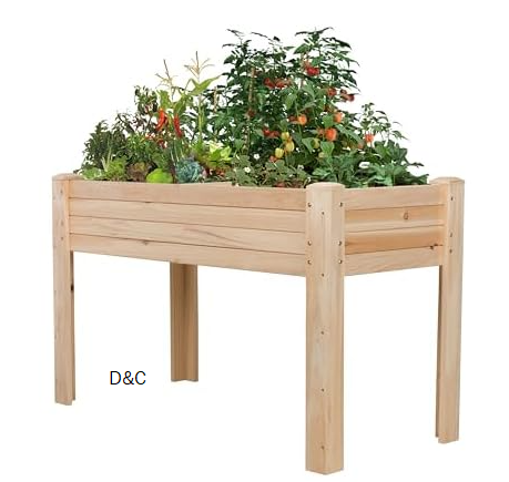 Shine Company 48″ Elevated Wood Planter Box Stand with Legs