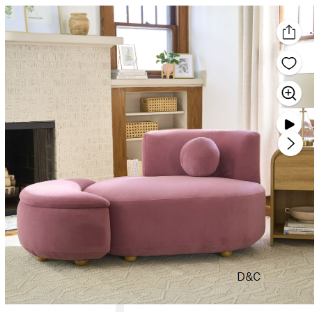 Better Homes & Gardens Juliet Modern Velvet Chaise & Storage Ottoman, Rose