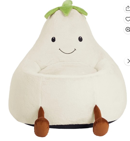 CONCETTA 24in Bean Bag Chair, Soft Faux Rabbit Fur Fabric, Cute Eggplant Lazy Chair for Kids, Living Rooms, Beige