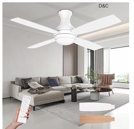 52″ Ceiling Fan with Light Remote White