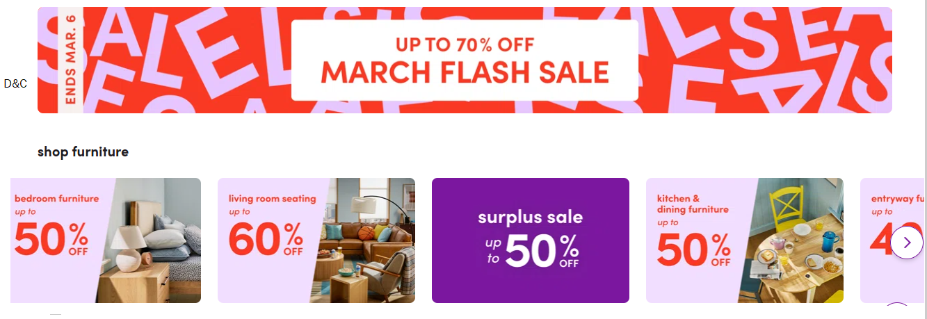 Wayfair has up to 70% off March Flash Sale. Shipping is free.