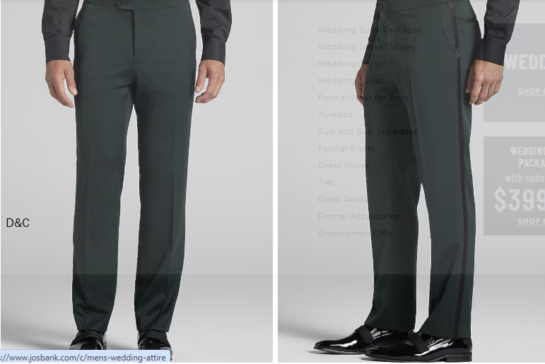 Jos. A. Bank Comfort Stretch Tailored Fit Green Sateen Tuxedo Pants – Big & Tall CLEARANCE #35B8