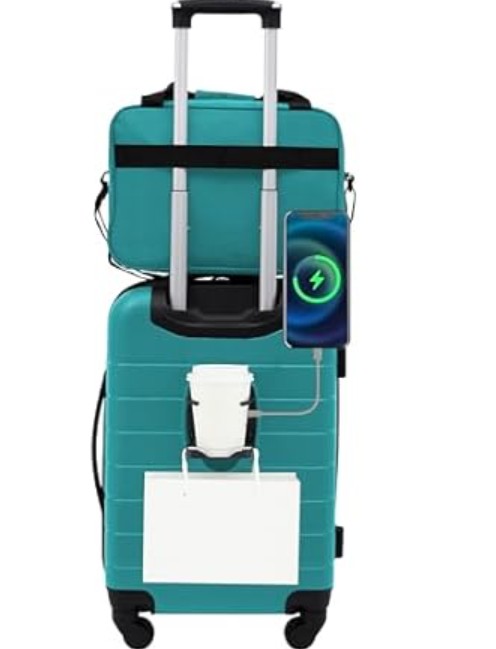 Wrangler Smart Spinner Hardside Luggage, 2 Piece Set, Teal