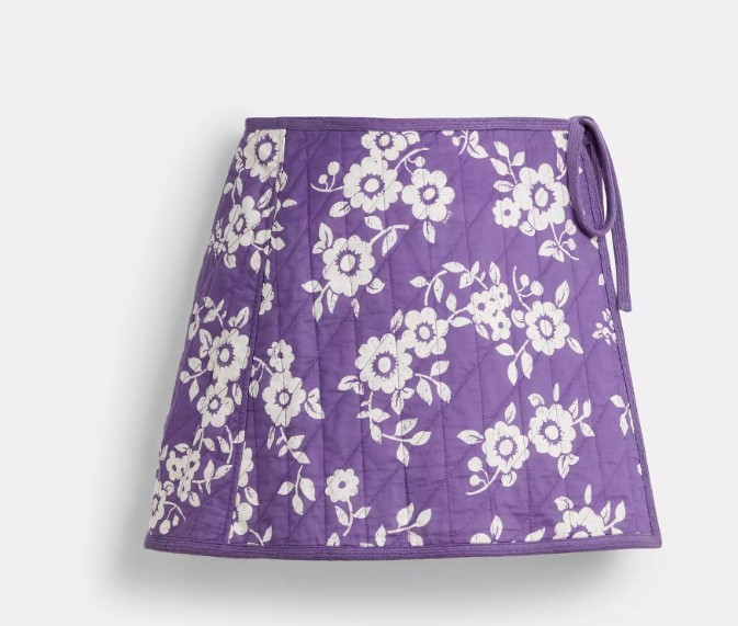 Quilted Floral Wrap Skirt