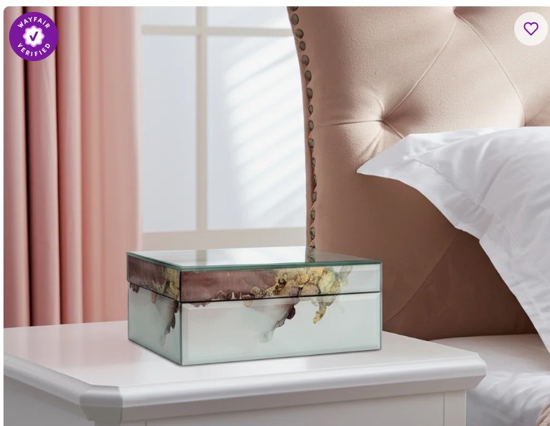 Patroula Statement Decorative Box with Abstract Finish and Lid – Modern Organizer for Jewelry, Keepsakes, or Accessories – Decorative Storage for Entryway, Office, or Living Room – 8″