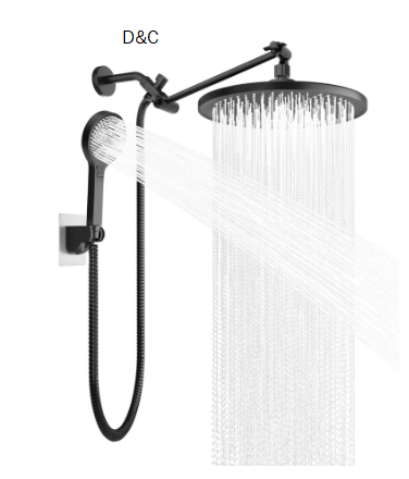 DTIG 12 Inch High-Pressure Rain Shower Head Combo with Adjustable Arm & 3 Modes Handheld Showerhead, Black