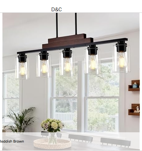 Dining Room Light Fixture Over Table, 5-Light Farmhouse Chandeliers for Dining Room Hanging, Linear (Your Choice)