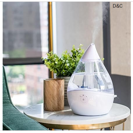 Crane x HALLS Droplet Ultrasonic Small Air Humidifiers for Bedroom and Office, 0.5 Gallon Cool Mist Humidifier for Plants and Home, Humidifier Filters Optional
