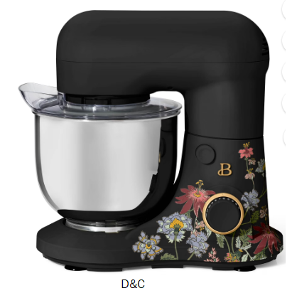 Beautiful 3.5 Qt Stand Mixer with Flat Beater, Dough Hook, Balloon Whisk, Wildflower Black Sesame by Drew Barrymore
