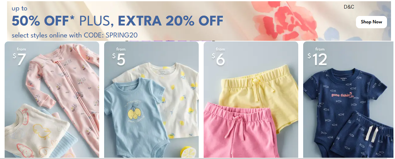 Carter’s Up to 50% offPLUS, Extra 20% off!