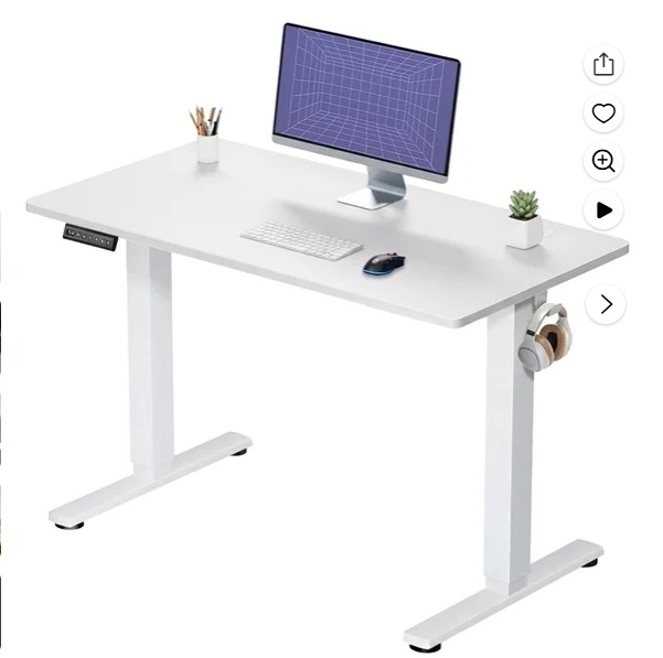 CONCETTA Electric Height Adjustable Desk, 40″x24″ Ergonomic Sit Stand Workstation, One-Touch Lift Home Office Desk, White