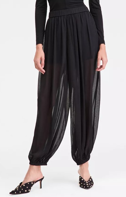 Women’s Pull-On Crinkle-Chiffon Balloon Pants, Macy’s Exclusive