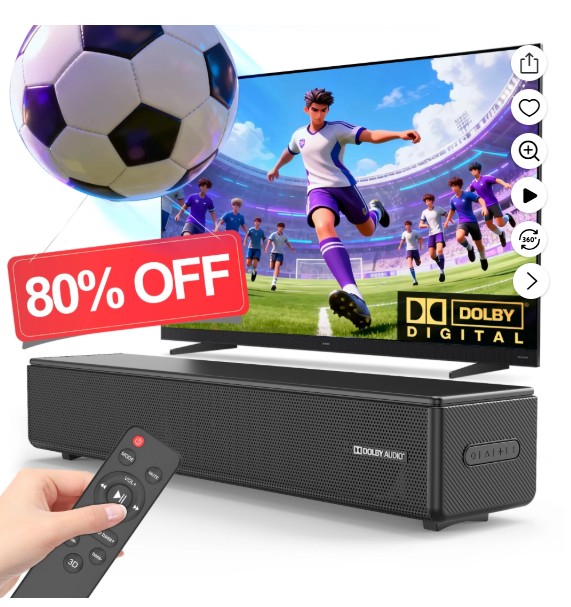 GCZ Sound Bar for TV, 100W Soundbar with Dolby Digital, HDMI, Bluetooth 5.3