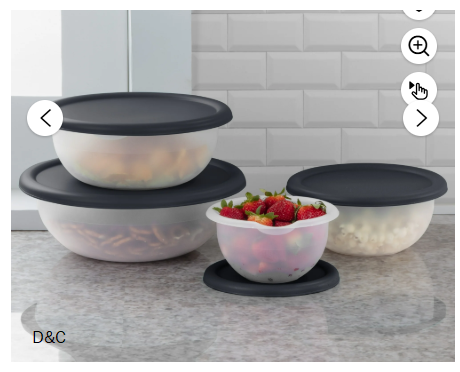 Mainstays 8 Piece Covered Bowl Set, Four Lidded Sizes, For Food Prep, Serve & Store, Dark Gray, Ideal Use for Meal Prep, Batch Cooking, and Refrigerator Organization